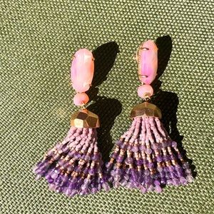 Kendra Scott Rose Gold Purple and Pink Tassel Earrings